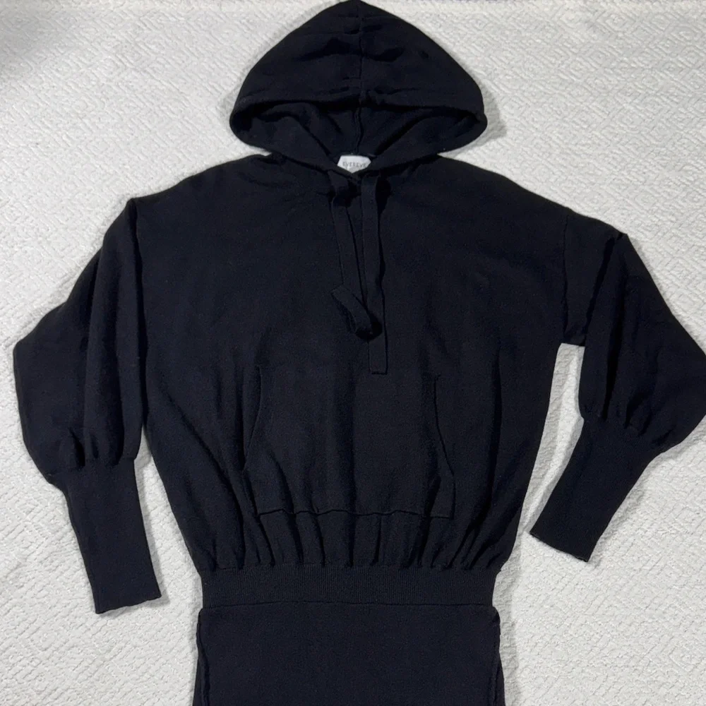 Evereve Black Hooded Sweater Dress Sz XS